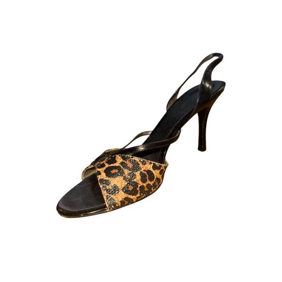 Nine West Leopard Print Strappy Open Toe Pumps women's Size 9.5 Good Condition - Picture 2 of 11